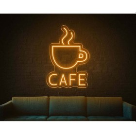 Resim Cafe Yazılı Ve Şekilli Neon Tabela Turuncu 