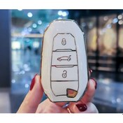 Resim Lüx Peugeot 208 308 508 2008 3008 5008 Rifter Anahtar Koruma Kılıfı Anahtarsız Çalıştırma Beyaz Gold 