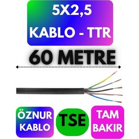 Resim Öznur 5x2,5 Ttr Kablo Siyah Metre Seçenekli - 60 Metre 
