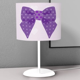 Resim instababyrooms Prenses Mor Papyon Desenli Çocuk Odası Dijital Baskılı Çocuk Odası Masaüstü Abajur Avize 