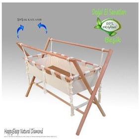 Resim Organik Beşik - Şipşak Katlanır Pratik Bebek Beşiği Krem 