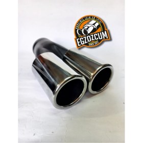 Resim 60 Mm. Krom Düz Eşit (Dual) Çift Çıkışlı Paslanmaz Egzoz Eksoz Ucu 