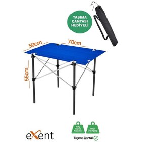 Resim Exent 50x70 Cm Kamp Masası Katlanabilir Masa, Piknik Masası, Siyah Taşıma Çantalı-mavı Çok Renkli 