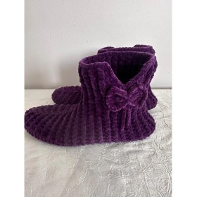 Resim Merut Style El Örgüsü Kadife Ip Mor Kurdela Detaylıev Botu Panduf 