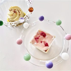 Resim Renkli boncuk deseniyle 1 adet Whimsical Boreosilicate Cam Kase - Dondurma, Salata, Meyve Tartları ve Tatlar için Mükemmel - El Yapımı, Tüm Durumlar İçin Çok Yönlü Tabak, Festiv Tabak | Renkli Boncuk Deseni | El Yapımı Cam Eşyaları, Cam Tatlı Kase 