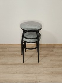 Resim Evko Mobilya Tabure, Bar Taburesi, 2'li Tabure, Metal Ayaklı Tabure - Gri 