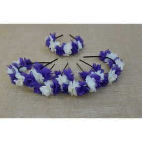 Resim memisshop Kına Gecesi Seti Mor Süslü Bileklik Süslü Taç Ve Süslü Tef 