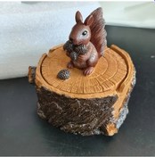 Resim Xuweiwei Squirrel Kreatif Hayvan Sigara Kül Tablası Kapaklı Reçine Masa Dekoru Ev Ofis Balkon 