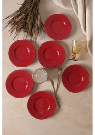 Resim Keramika Kırmızı Rice Pasta Tabağı 21 Cm 6 Adet 506 