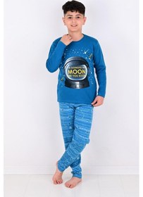 Resim Vitmo Erkek Çocuk Pijama Takimi Moon Uzun Kollu 1008 Pamuklu Lacivert 