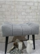 Resim Puf ,siyah-beyaz ,puf Kazayağı Keten Kumaş ,siyah Ayak ,çima Diki 