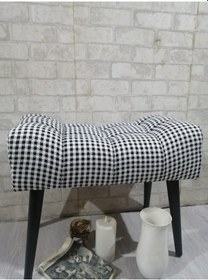 Resim Puf ,siyah-beyaz ,puf Kazayağı Keten Kumaş ,siyah Ayak ,çima Diki 