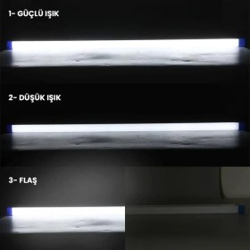 Resim Derin Stok T570 70CM 100W Çubuk Portatif LED Işıldak Şarjlı Tüp Lamba 1800MAH 