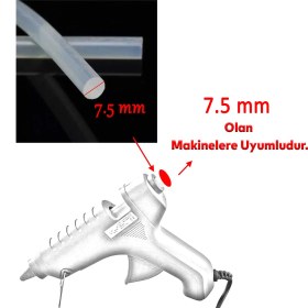 Resim 84 Adet Ince Mum Silikon 7.5 mm Uzunluk 30 cm Çubuk Sıcak Silikon Hobi Eşya Maket Yapıştırma Slikon 
