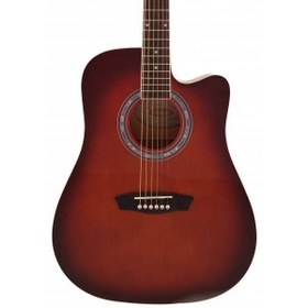 Resim Washburn WA90CRDB Akustik Gitar - Kırmızı (Başlangıç/Orta - Dreadnought) | Parlak Kırmızı Bitiş, Yüksek Ses Projeksiyonlu Gövde, Krom Aksanlar, Ergonomik Sap | Ölçüler: 41 İnç Tam Boy 