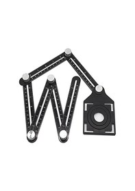 Resim Çok Açılı Alüminyum Alaşımlı Ölçüm Cetveli Altı Katlanır Cetvel Delgeç Marangozluk İçin Metal Alet 