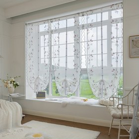 Resim 1PC Romantik Safran Nakışlı Balon Perdeler Yatak Odası, Oturma Odası, Mutfak, Yemek Odası ve Ev Dekoru için 