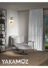 Resim Yakamoz Kadife Görünüm Beyaz Renk Ada Fon Perde Ekstraforlu Velvet Touch Serisi Beyaz 