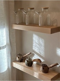 Resim Dekoratif Doğal Ahşap 2 Li Takım 200x20x4 Cm Gizli Aparatlı Raf Ahşap 