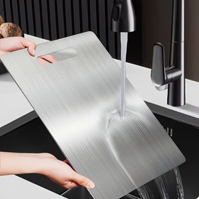 Resim 1 adet Premium 304 Paslanmaz Çelik Kesme Tahtası - Çift Taraflı, Kalınlaştırılmış Tasarım Mutfak ve Yemek İçin - Dilimleme, Hamur Yoğurma, Yüzeyleri Koruma ve Yiyecek Rulo Yapma İçin İdeal - Gıda Güvenli, Yıkanabilir, Noel, Şükran Günü ve Anneler Günü İçin Mükemmel Hediye 