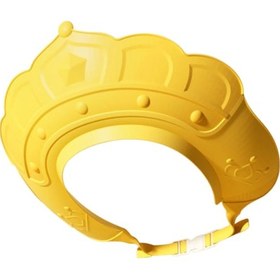 Resim Jeemson Çocuklar İçin Su Geçirmez Şampuan Şapkası, Ayarlanabilir Boyut, Sarı Taç Desenli, Kulak Koruyucu Kenar, Tek Elle Kullanıma Uygun 