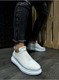 Resim KN Fashion Mp911 Bt Bağcıksız Lastikli Ortopedik Yüksek/kalın Taban Erkek Sneaker Beyaz 