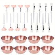 Resim 12 adet Estetician Malzemeleri Yüz Masajı Seti - Yüz Maskesi Uygulayıcı Fırçalar, 8 Rose Altın Yüz Küpeleri, 8 Fan Mask Fırçaları, 8 Düz Fırçalar, DIY Cilt Bakımı ve Yüz Masajları için Estetician Malzemeleri 