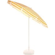 Resim Plaj Balkon Bahçe Şemsiyesi 200 Cm 10 Telli, Sarı Beyaz Ve Bidon Hediyeli Sarı - Beyaz 