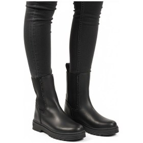 Resim Siyah Bilekten Esnek Uzun İçi Polarlı Kaymaz Taban Kadın Bot 23012 Z Siyah 