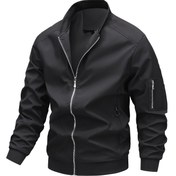 Resim Erkek Casual İş Ceket, Togrul İlkbahar/Sonbahar Beyzbol Dış Giyim, Polyester 100% Tek Renk, Normal Beden, Fermuar Kapatma, Uzun Kollu, Dokuma Kumaş, 120gsm, Günlük & Casual Stil Cebi ile 