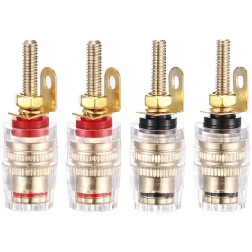 Resim Meridiangoods 4 Parça Uzun Dişli 4mm Muz Soket Hoparlör Bağlantı Terminali 