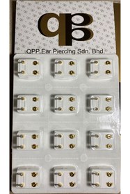 Resim QPP Quality Piercing Products Kulak Delme Küpesi Sarıya Beyaz Taşlı 12çift 