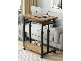 Resim servetavcı Yükseklik Ayarlı ve Klavyelikli Laptop Sehpası ve Çalışma Masası - Atlantik Çam (Tekerli) Oval Kenar 