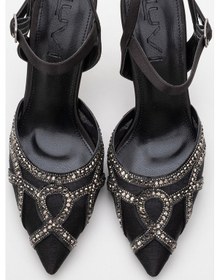 Resim Luvi Shoes Volby Siyah Saten Taşlı Kadın Abiye Ayakkabı Siyah 