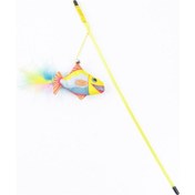 Resim Sarı Balık Tüylü Kedi Oyun Oltası 46 CM 