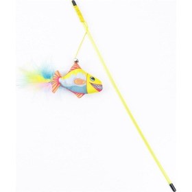 Resim Sarı Balık Tüylü Kedi Oyun Oltası 46 CM 
