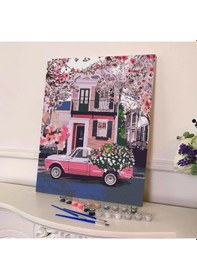 Resim Sayılarla Boyama Seti 40 X 50 Cm Tuval Şasesine Gerili Araba Kasasındaki Çiçekler 
