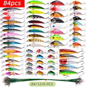Resim 84/64/12/6 adet Minnow Balıkçılık Yem Seti Yapay Yüzme Sert Yemler Mini Krank Yemleri Popper Takımı, Wobblerlar Tatlı ve Tuzlu Su için Yapay Biyonik Yemler 