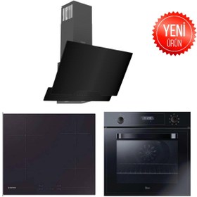Resim Ferre Elviora Ankastre Set (Hoover HOT3051BI + HH64CCB Vitroseramik + D063 500m3 ) 