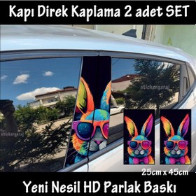 Resim Gözlüklü Artist Tavşan Folyo Folyo - 2kapı İçin 2adet Sticker Kaplama - Tuning Modifiye 