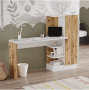 Resim L'occi Concept Luke 152 Cm Kitaplıklı Kapaklı Çalışma Masası Raflı Laptop Masası Çam Beyaz Lk2-aw 