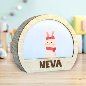 Resim HippoDeco Kişiselleştirilebilir - Hayvan Figürlü Ahşap LED Gece Lambası - Çocuk Odası Masa Lambası 