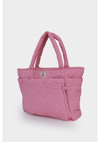 Resim Kapitoneli Paraşüt Çanta - Laptop Bölmeli, Büyük Cepli, Suluk Gözlü, Valiz Aparatlı Pembe 