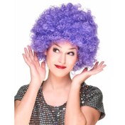 Resim NessiWorld Mor Renk Kıvırcık Afro Bonus Peruk Parti Peruğu 