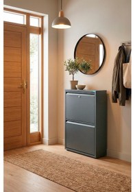 Resim Lıccıa Metal Ayakkabılık 2 Li Kilitli Model Antrasit 