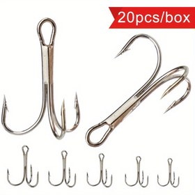 Resim 20'lik Üçlü Çapa Kancası, Gümüş Çelik, Tuzlu Su ve Tatlı Su Balıkçılığı Üçlü Kancaları 