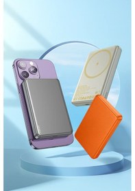 Resim Hoco. Q26a Joy 10.000 Mah 20w Type-c Ve 15w Kablosuz Magsafe Şarj Özellikli Pd Powerbank - Turuncu Turuncu 