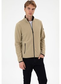 Resim U.S. Polo Assn. Erkek Regular Fit Açık Haki Polar Örme Hırka 50313779-VR183 