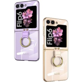 Resim Galaxy Uyumlu Z Flip 6 Kılıf Zore Yüzüklü Kıpta Kapak-mavi Mavi 