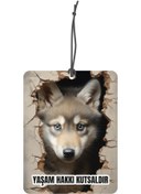 Resim ByMeyla Yavru Kurt Görselli Çift Yönlü Dekoratif Oto Kokusu ve Oto Aksesuarı 